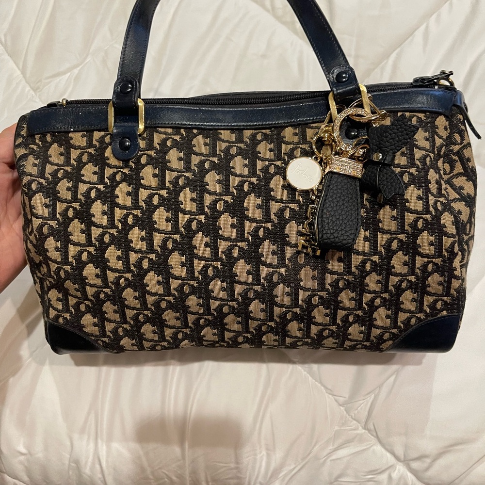 Dior Navy and Tan Monogram Handbag
